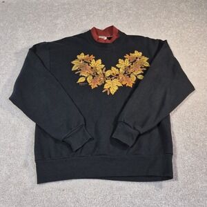 Vintage Morning Sun Original Autumn Sweatshirt 80s 90s USA Leaves Fall Size Med